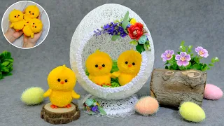 Wonderful spring decor🐣Yarn chicks🥚Thread and glue egg🐤How to make the perfect pompom🟡