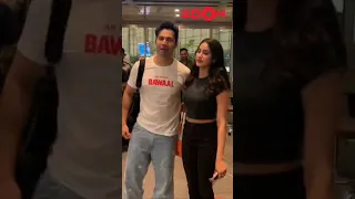 Varun Dhawan & Janhvi Kapoor arrived at the airport as they posed for the paps #shorts #bollywood