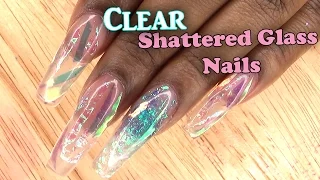 Acrylic Nails Tutorial | Clear Shattered Glass Nails | Encapsulated Nails | Full set | Nail Tips |