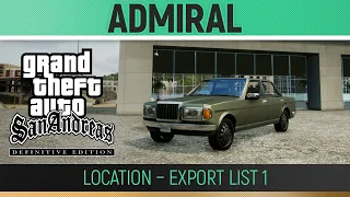 GTA San Andreas: Definitive Edition - Admiral Location - Export List #1🏆