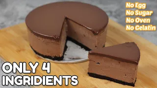 Chocolate Cheesecake 4 Ingredients only! | Cup Measurement, No Eggs, No Sugar, No Oven, No Gelatin