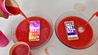 Samsung Galaxy S7 Edge vs iPhone 6S Watermelon Juice Freeze Test 9 Hours! Will They Survive?