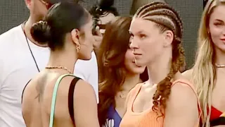 Amanda Serrano DEATH STARES Nina Meinke at First FACEOFF