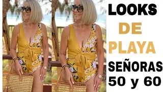 LOOKS DE PLAYA PARA SEÑORAS DE 50 Y 60 AÑOS VERANO 2021 SWIMSUITS FOR LADIES  MUJERES 50 y 60 AÑOS