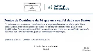 Culto Online CCB 30/08 2020 - 18:00