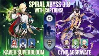 C6 Kaveh Superbloom & C0 Cyno Aggravate - Genshin Impact Abyss 3.8