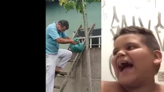 GORDINHO RINDO DE VELHO ABRAÇANDO MARIMBONDO