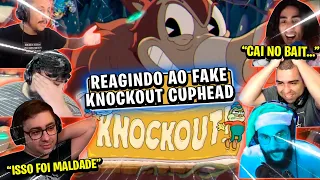 STREAMERS REAGINDO AO FAKE KNOCKOUT NO CUPHEAD DLC THE DELICIOUS LAST COURSE