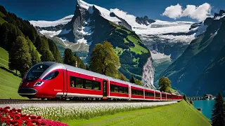 🇨🇭 Train to LAUTERBRUNNEN from Kleine Scheidegg via Wengen, Switzerland, 4K
