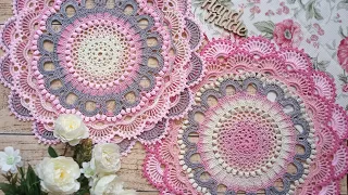 Pink mandala crochet doily