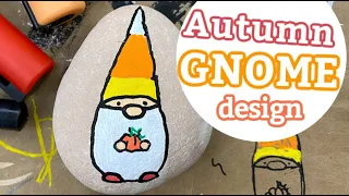 Painted GNOME for Autumn || Fall Themed Rock Painting Idea || Rock Painting 101