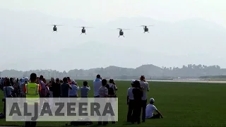 North Korea displays military might during air show