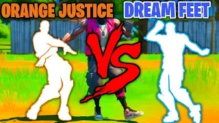 FORTNITE ORANGE JUSTICE EMOTE VS DREAM FEET EMOTE