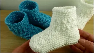Crochet baby booties 18-24 months toddler size - Happy Crochet Club
