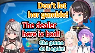 Subaru Concerned with Chloe YOLO Technique in BlackJack Just to Prove her Wrong! with Towa and Iroha