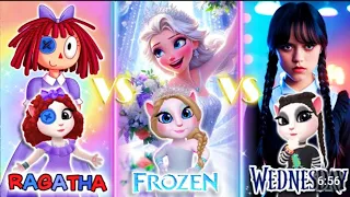 MY Talking Angela 2 || Amazing Digital circus 🎪 || Ragatha Vs Wednesday Addams 🩶 Vs Frozen Elsa ❄️🌨️