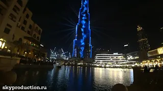 Потрясающее световое шоу на Бурдж-Халифа. Самом высоком здании в мире.