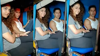 Keerthy Suresh and Varun Dhawan Spotted in Auto Rickshaw at Mumbai | Filmyfocus.com