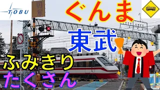 ぐんま東武 踏切たくさん Japan Railway crossing   Tobu LINE RAILWAY(japan)