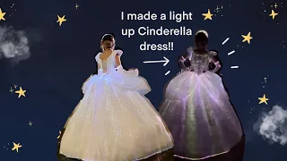 Making a light up Cinderella dress!! 💙 Using Fiber optic fabric 💙 Ballgown sewing dress tutorial