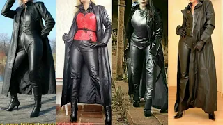 Gorgeous leather long power dresses for women & girls #leatheroutfits #outfits