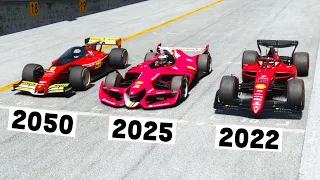 Ferrari F1 2022 vs Ferrari F1 2025 Concept vs Ferrari F1 2050 Concept - Monza