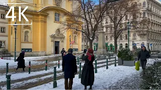 Snow Walk in Vienna, Alsergrund, 9th District, Winter 2021, City Ambience  - 4K - ASMR