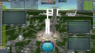 Kerbal Space Program with RO - Falcon Heavy Booster Landing with kOS