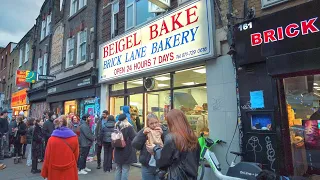 East London Walk of Lively Brick Lane & Shoreditch from Liverpool Street Station - 4K 60FPS