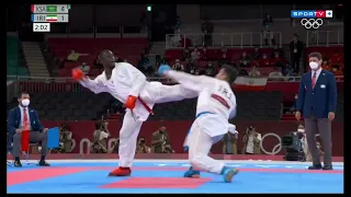 NOCAUTE NO KARATE OLIMPÍADAS DE TÓKYO | KUMITE +75Kg SAJAD GANJZADEH - IRA VS TAREG HAMEDI - KSA