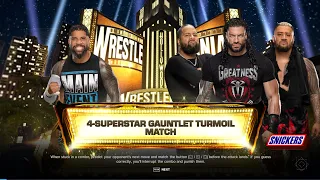 WWE 2K24 | Jey Uso Vs Roman Reigns + Jimmy Uso + Solo Sikoa - Gauntlet Match