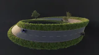 Möbius' Trip. Animation of cars driving around a Möbius strip.