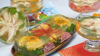 Праздничное заливное в место холодца! Все секреты вкусного старинного рецепта с курицей!