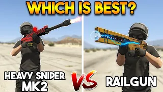 GTA 5 ONLINE : RAILGUN VS HEAVY SNIPER MK2 (WHICH IS BEST WEAPON?)