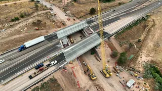 Timelapse: 1.1 million pound bridge slide on I-15