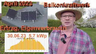 Balkonkraftwerk - Ertrag, Eigenverbrauch April 2023