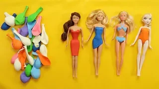 BARBIE DOLL HACKS /How to make Doll bathing suits in 5 MINUTES/Balloon Barbie Clothes/No Sew No Glue