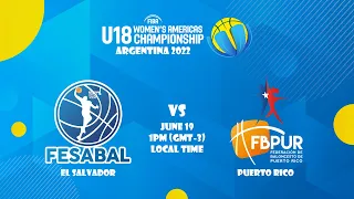 El Salvador v Puerto Rico | Full Basketball Game | FIBA U18 Women’s Americas Championship 2022