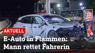 Auto überschlägt sich und fängt Feuer – Fahrerin alkoholisiert | hessenschau