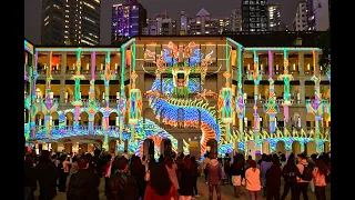 INCREDIBLE LIVE  3D DRAGON LIGHT SHOW, HOLLYWOOD ROAD, HONG KONG