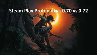 Shadow of the Tomb Raider Linux Steam Play Proton dxvk 0.70 vs 0.72 Core i7 8700K GTX 1080