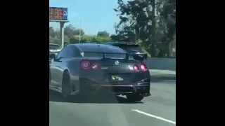 Nissan GTR Flames On Road