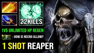1 SHOT REAPER 1v5 Unlimited HP Regen Necrophos 100% Unkillable with Radiance Scepter Dota 2