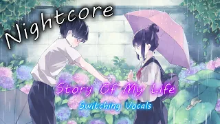 Nightcore - Story Of My Life  (Lyrics) (Switching Vocals) (Collab)