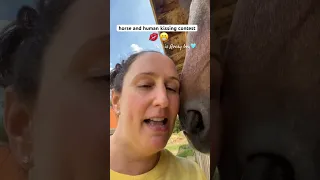 Horse And Human Kissing Contest😂💋#shorts #funnyhorse
