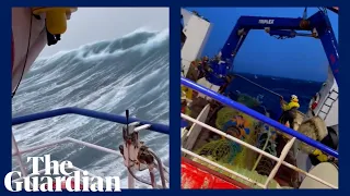 Footage from fishing vessel shows huge waves caused by Storm Otto in the North Sea
