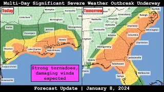 Forecast Update - January 8, 2024 - Multi-Day Severe Weather Outbreak Underway