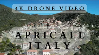 Apricale a stunning Italian Riviera mountain medieval village. Drone 4k aerial view