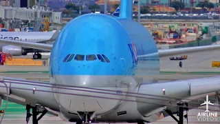 Korean Air Airbus A380 makes a RARE DEPARTURE on runway 7R at LAX!