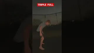 First triple full   #backflip #flips #family #parkour #backyard #trampoline #night